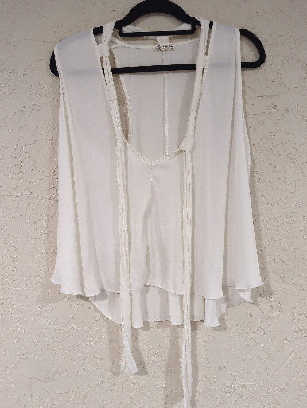 Intimately Free People Boho Tie-Front White Women's Tank Top Size Small Beach